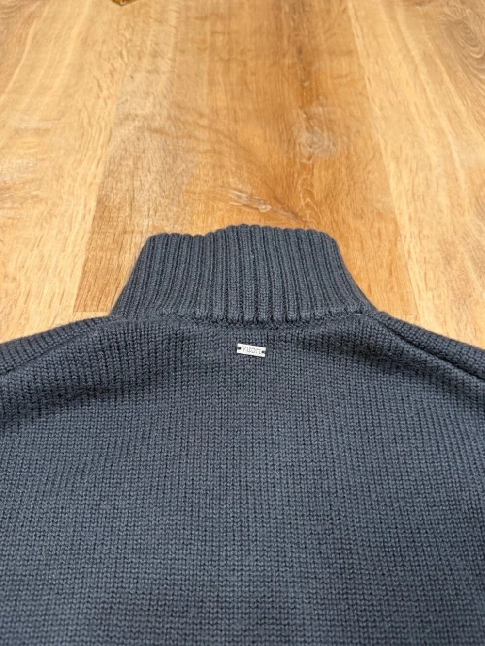Vuori Denver Full Zip Sweater Men's Small Ink Blue Merino Wool Blend Mock Neck V